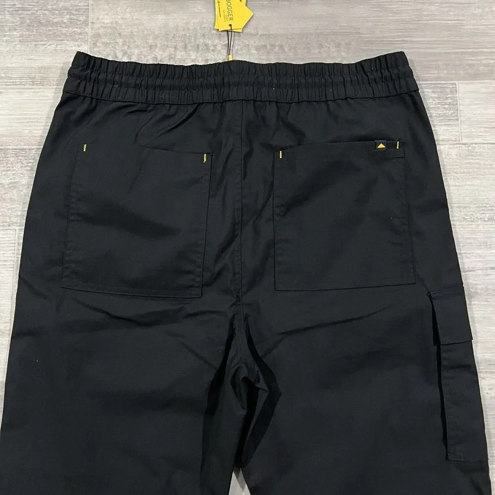 Mens Caterpillar Size Medium Black Ripstop Canvas Cuffed Jogger DrawString Pants